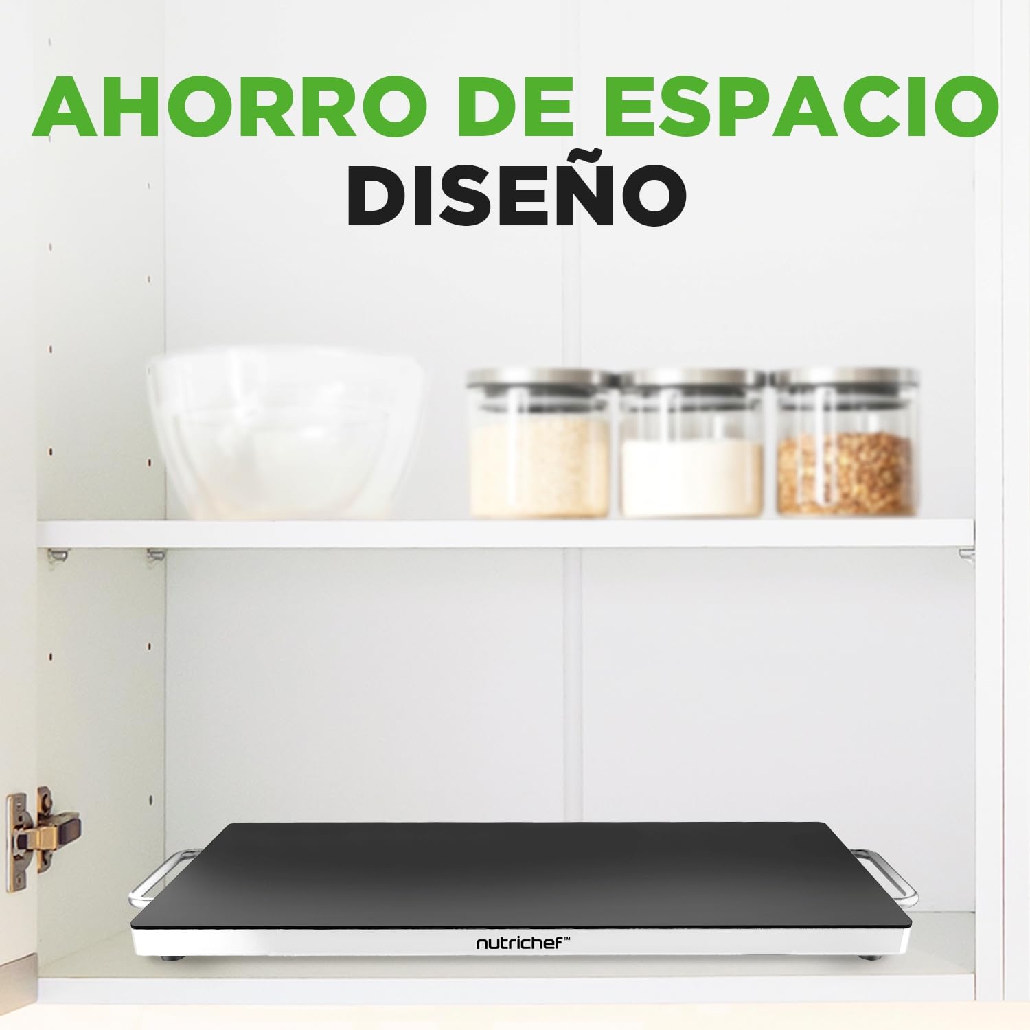 Nutrichef Plancha electrica, Hot Plate, Calienta Platos, Superficie de Vidrio Negro, Ideal para hogar, Buffets, Fiestas, Cocinas y restaurantes
