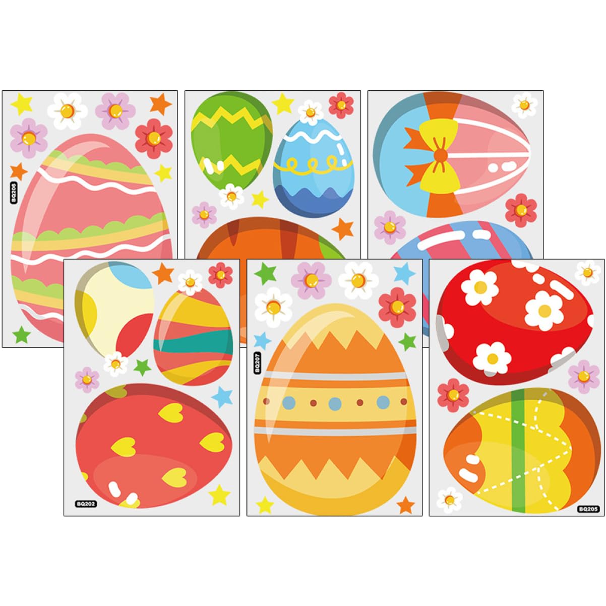 Cabilock 5 Juegos Etiqueta Del Festival Tinte De Ventana Para El Hogar Mini Decoración Pascua Decoración De Pascua Pegatina De Dibujos Animados Pegatinas En Las Ventanas 6 Hojas * 5