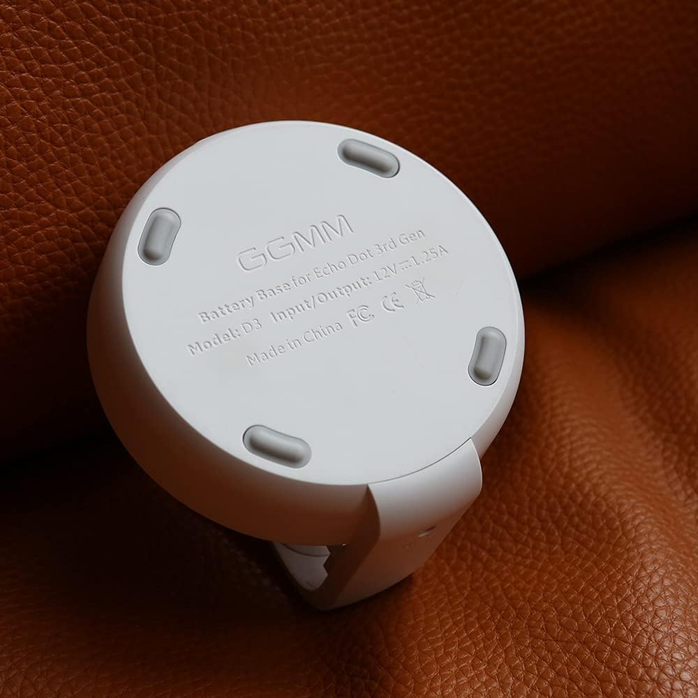 GGMM D3 Battery Base for Dot 3rd Gen, Portable Battery Charger for Dot 3rd, Smart Speaker Dot Accessories, White (Not Include Dot 3rd) : Electronics