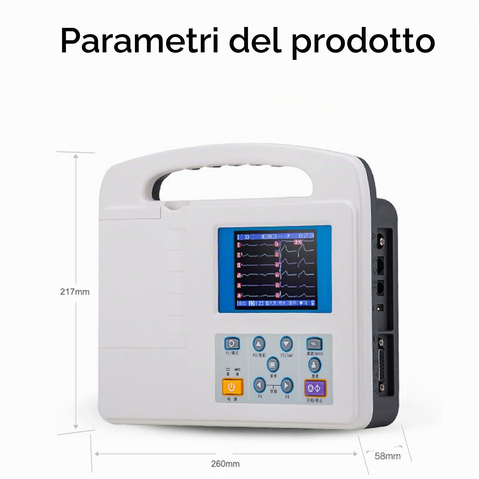 Elettrocardiografo，Dispositivo Digitale a Colori LCD a 12 canali e 3 canali con Carta di Stampa per i segni Vitali dell'assistenza Orale Medica