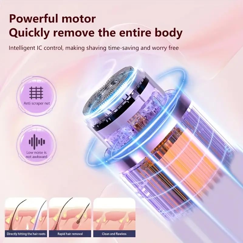 Image of VIFORA 2-in-1 Facial Hair Remover & Body Shaver for Women - Electric Razor with Dual Heads for Face, Chin, Eyebrow, Upper Lip, Bikini, Underarms & Legs - Rechargeable Women's Bikini Trimmer (Purple)