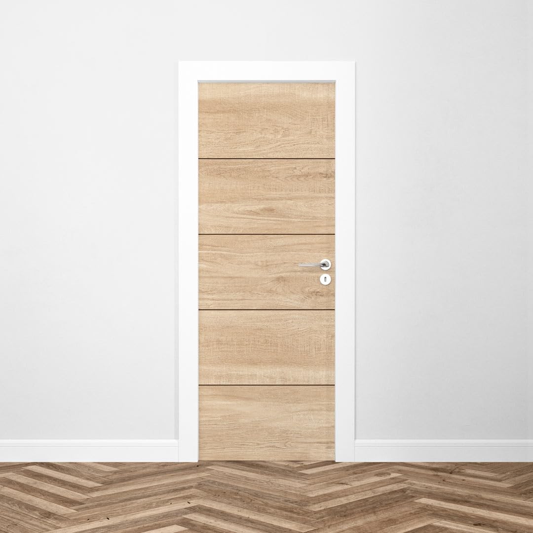 Sticker Porte Rainurée Bois Chêne 204 x 73 cm