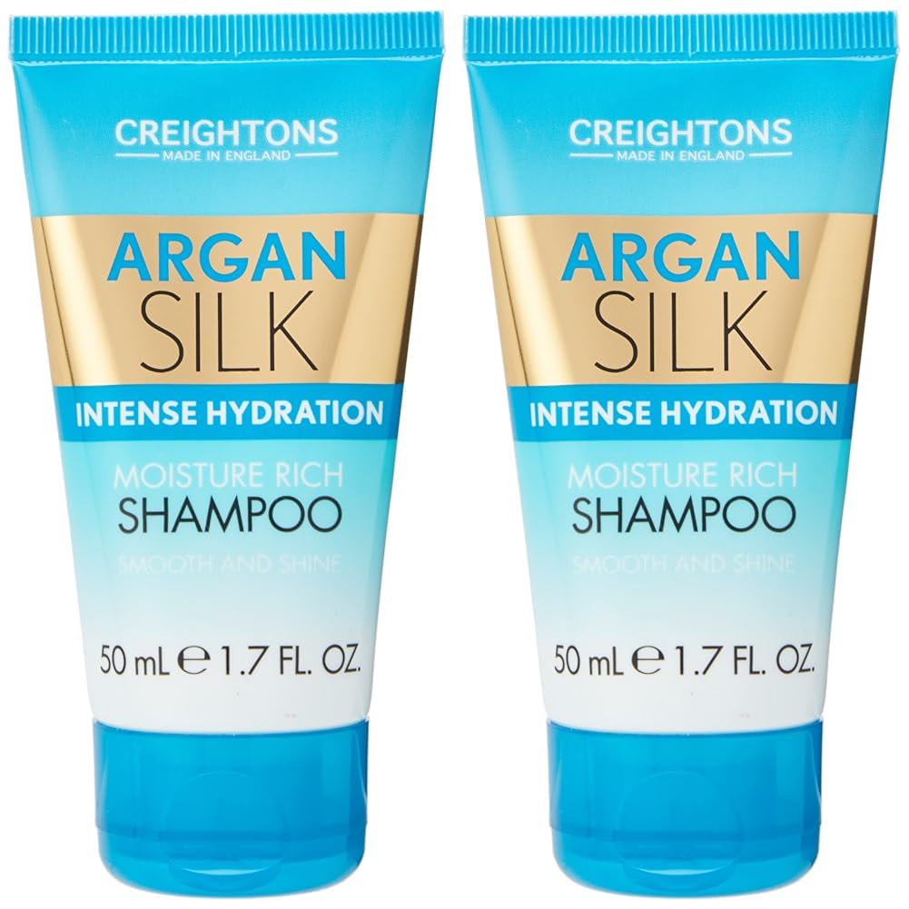 Creightons Argan Silk Intense Hydration Moisture Rich Shampoo, 50ml - Professionally formulated with Argan Oil from Morocco, Replenishes Moisture for Strength & Shine. For all hair types. (Pack of 2)