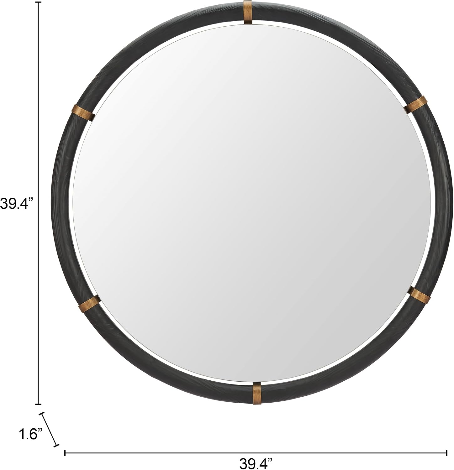 Zuo Brile Mirror Black, Black Wall Decor, Modern Style, Hanging, Fir Wood, Vertical, Decor Mirrors, 39.4" W x 1.6" D x 39.4" H