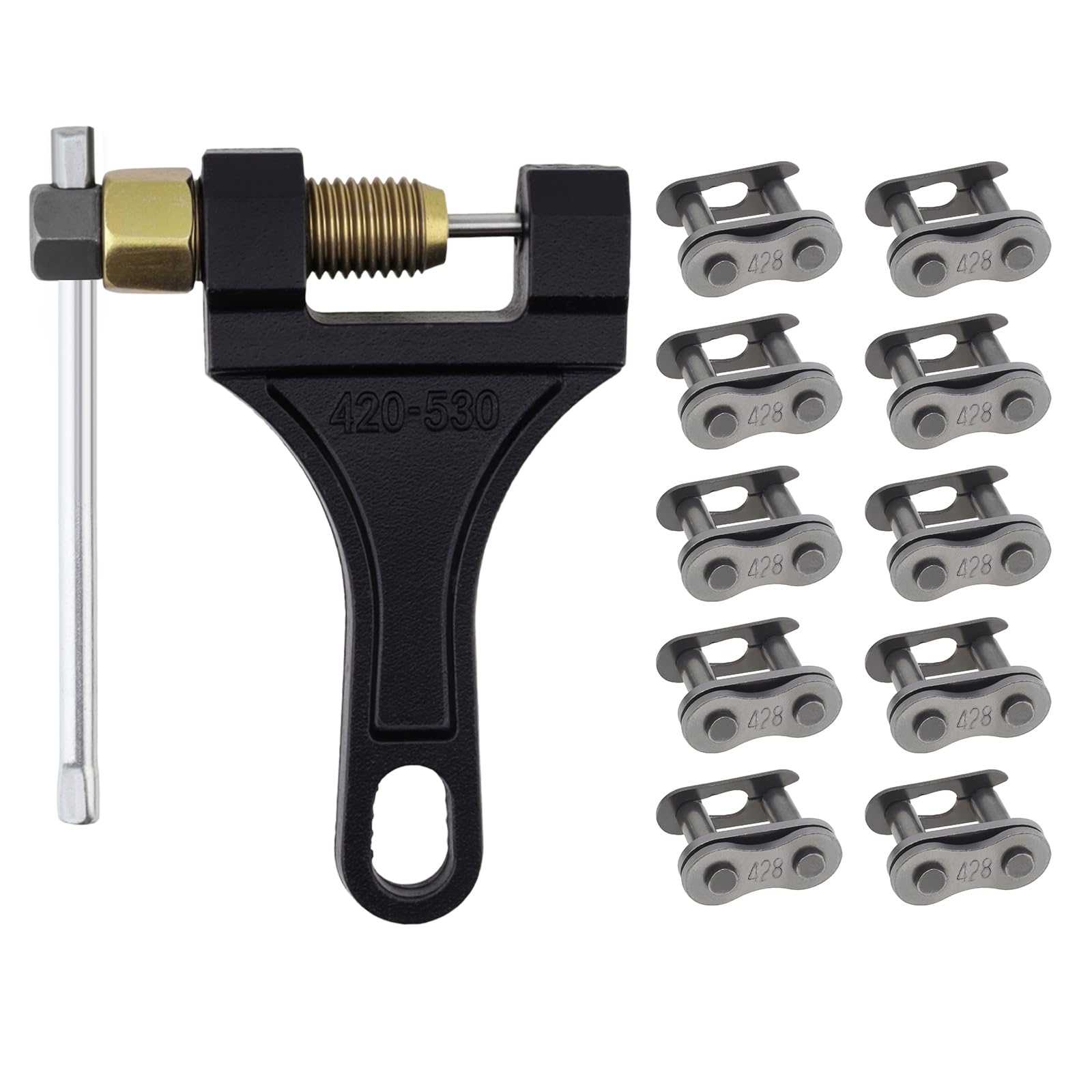 Windance Motorcycle Chain Link Breaker,Chain Pin Removal Tool with 10 Connecting Master Link for 50cc 125cc Dirt Pit Bike ATV Quad Go Kart Scooter