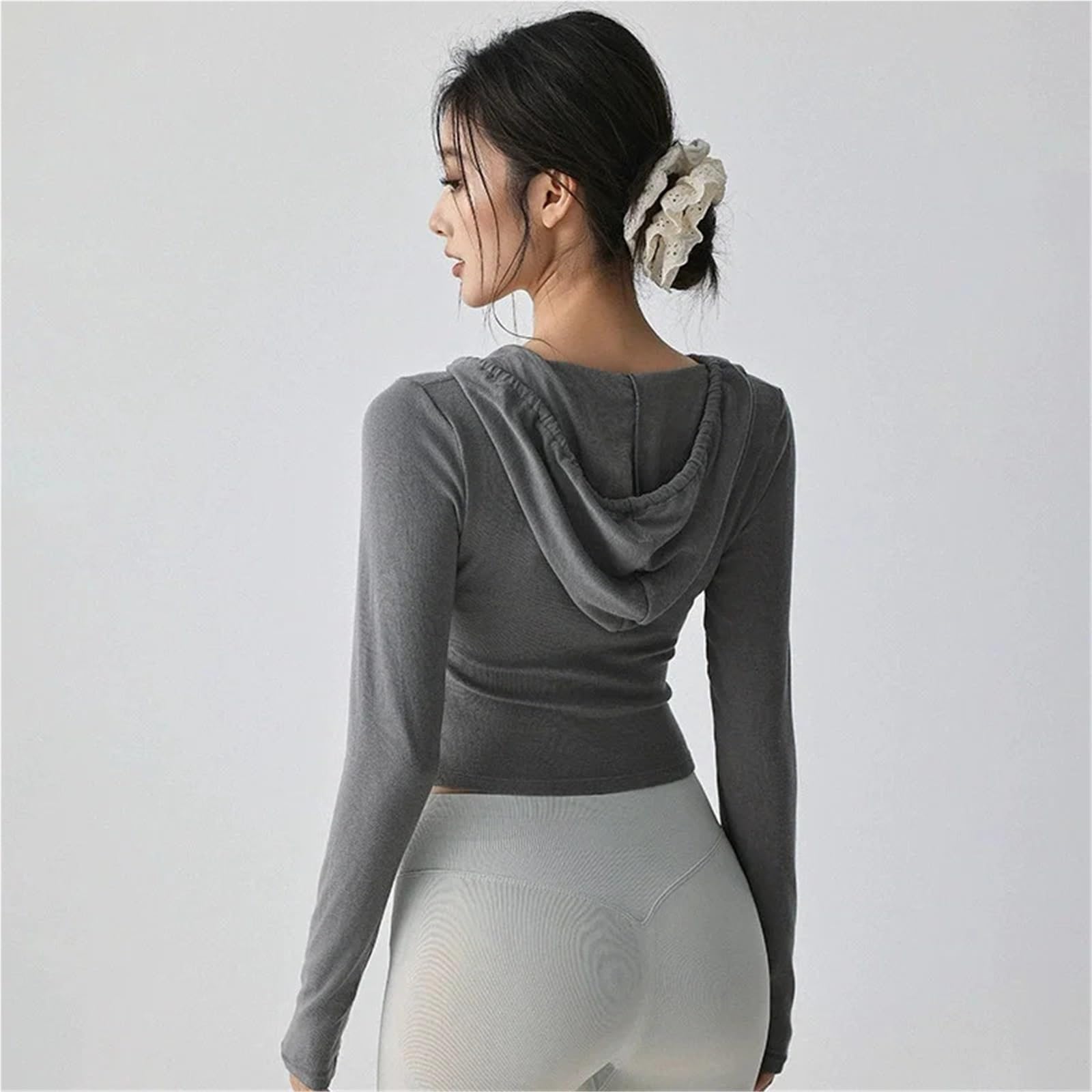 Manteau de Sport Chemise Femme Yoga Slim Manches Longues