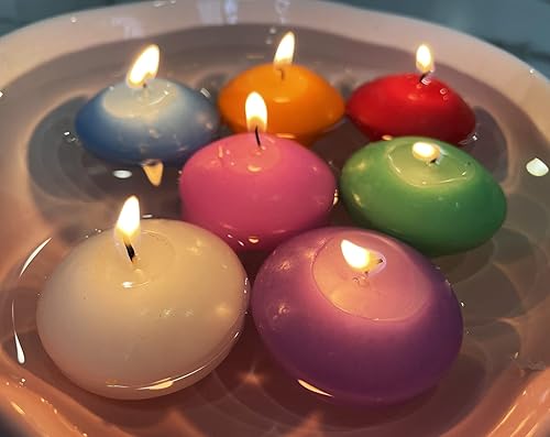 Miniatura 5 de Velas flotantes, velas multicolores clásicas sin aroma con 100 pétalos de rosa de seda, discos de vela de larga duración para bodas, aniversarios,