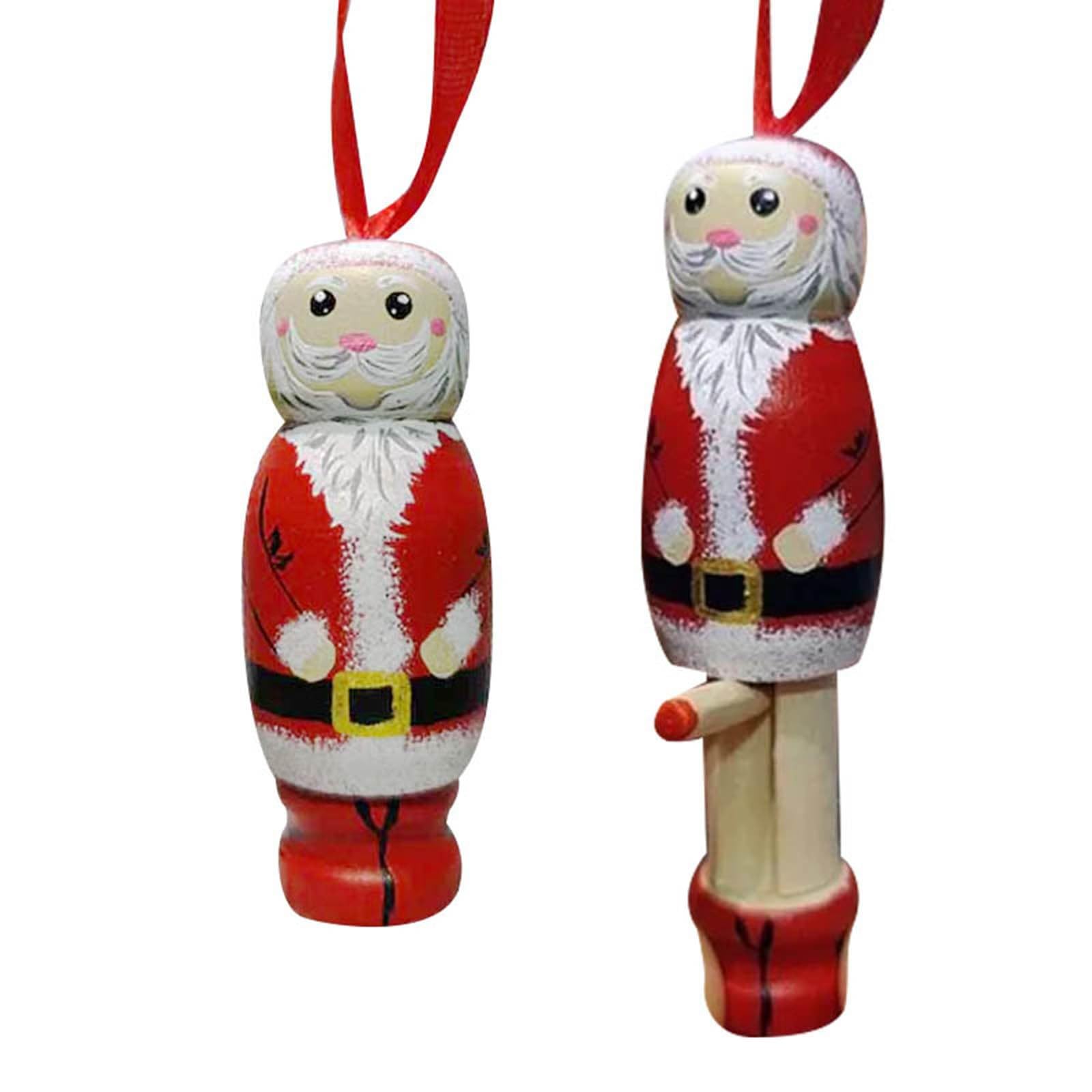1/2Pcs Christmas Decorations Funny Santa Claus Pendant, Christmas Ornaments, Christmas Tree Decorations, Funny Wooden Standing Santa Claus, Personalized Christmas Decorations, Unique