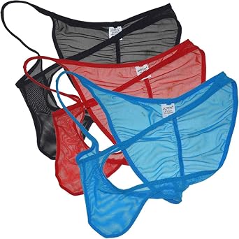 Men Slinky Bikini Briefs Ruched Back Sheer Cheeky Underwear