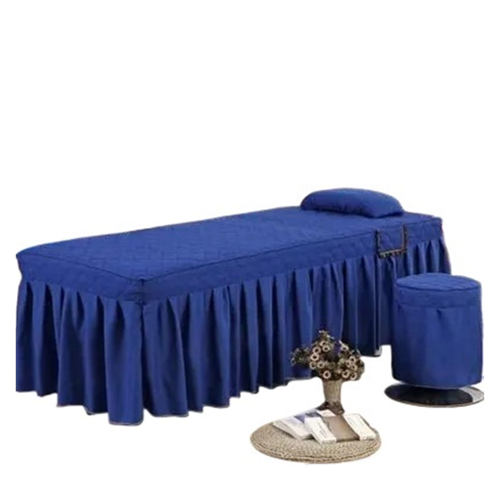 Massage Bed Sheet 2pcs Set Bed Skirt+ Pillowcase SPA Massage Table Cover Sheet Bedskirt with Hole(Color 22,60x180)