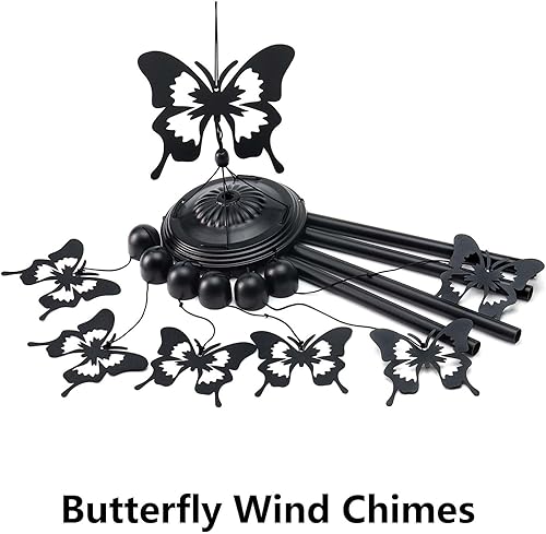 Miniatura 3 de Campanillas de viento de mariposa para exterioresinteriores, regalos de mariposa para mujeres, mamá, abuela, tubos de aluminio, campanillas de