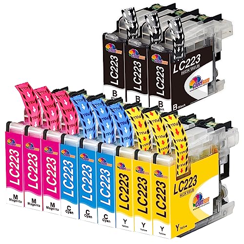 Clorisun LC223 Ink Cartridges for Brother LC223 LC221 Ink Black Cyan Magenta Yellow for Brother MFC-J4420DW J4625DW J880DW J5625DW J680DW J480DW J5320DW J4620DW J4620DW DCP J4120DW J562DW(12 Pack)