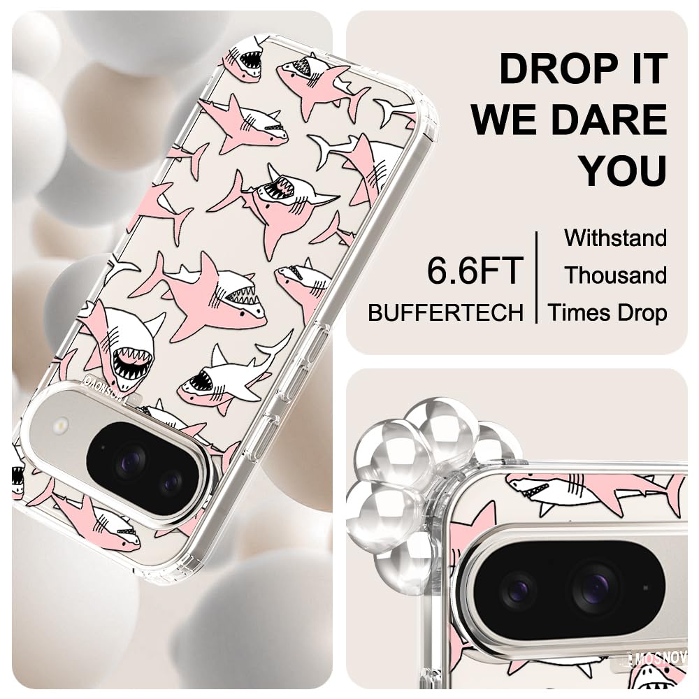MOSNOVO Case for Google Pixel 10 & Pixel 10 Pro, [Buffertech 6.6ft Military-Grade Drop Protection] [Anti Peel Off Tech] Clear TPU Bumper Phone Case Cover Design - Cute Cherry — view 428