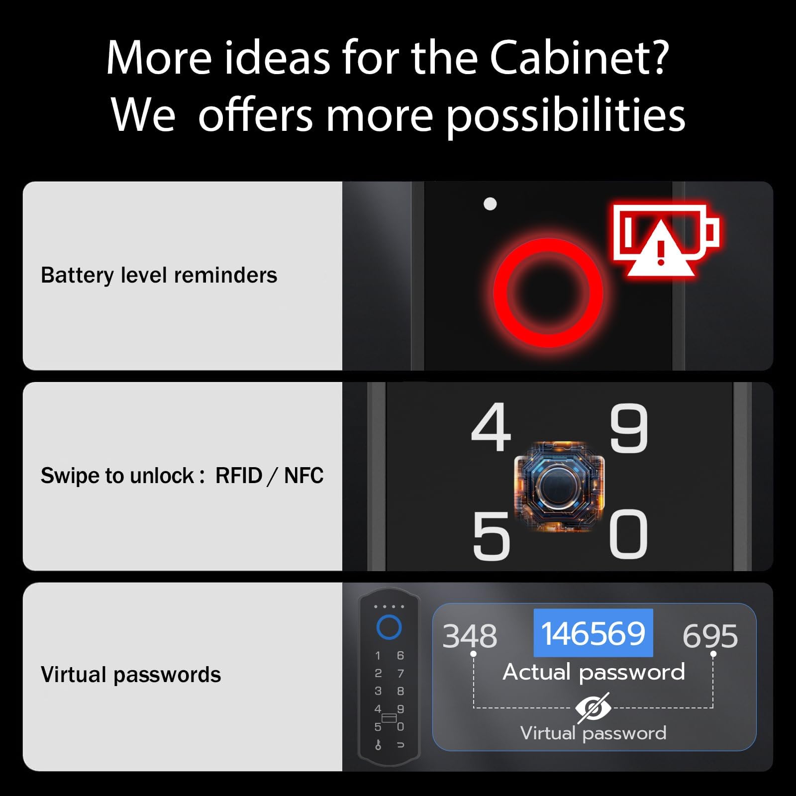Cerradura inteligente para gabinetes con control remoto inalámbrico, código de acceso eLinkSmart de huellas dactilares, RFID, NFC, cerradura de seguridad para niños, con aplicación, para cajones de