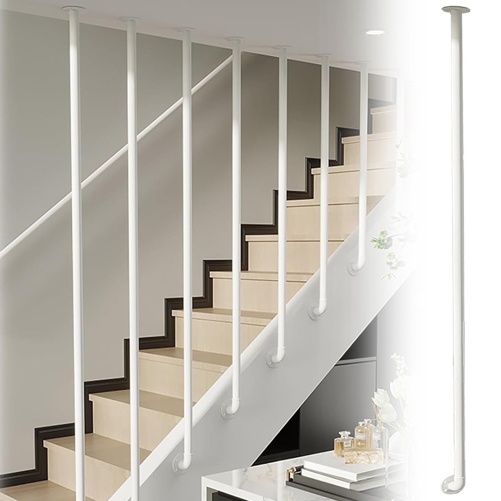 Fer forgé blanc : poteaux d'escalier de 90 cm pour sublimer votre extérieur
