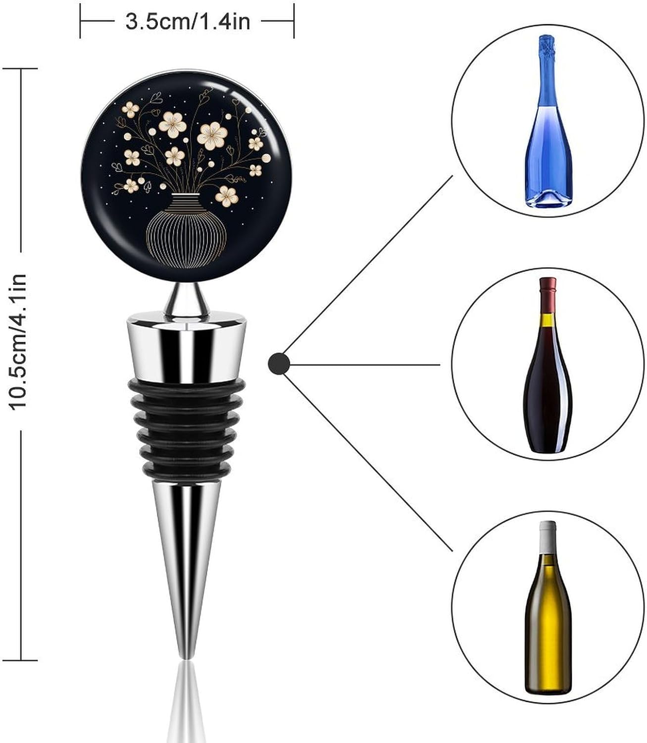 Decorative Container Wine Stopper Round Shape Leak Proof Reusable image 2