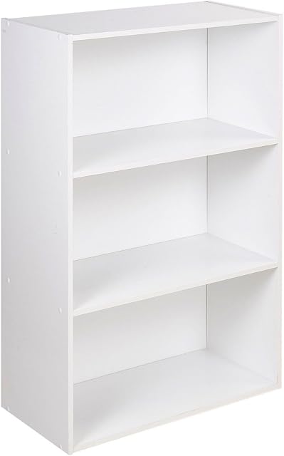 URBNLIVING Wide 3 Tier Wooden White Shelf Bookcase