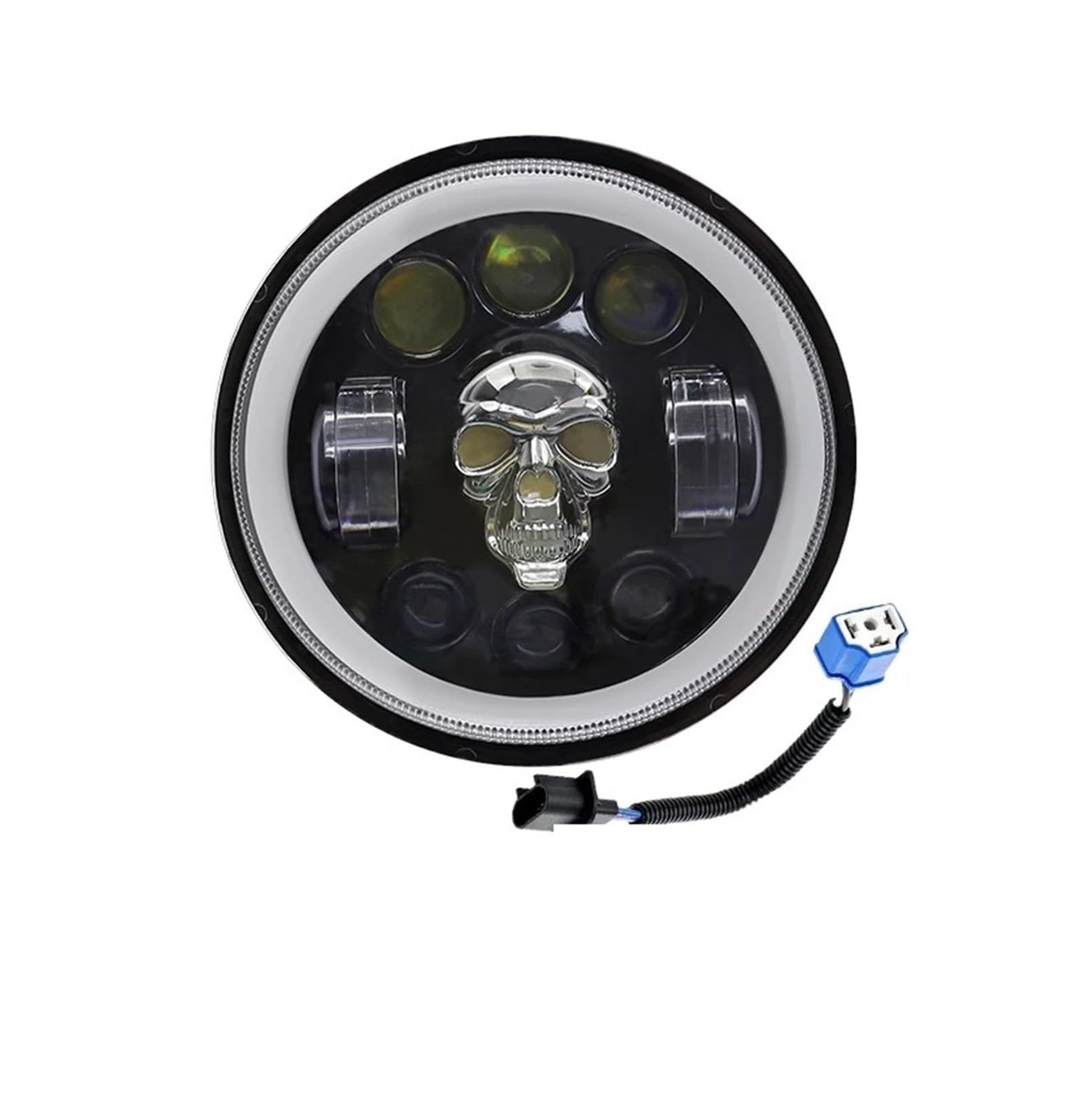 reflektory przednie Reflektor motocyklowy 5,75 cala światła LED do reflektorów przednich motocykla Skull High Low Beam 6500k lampą halogenową(1 piece)