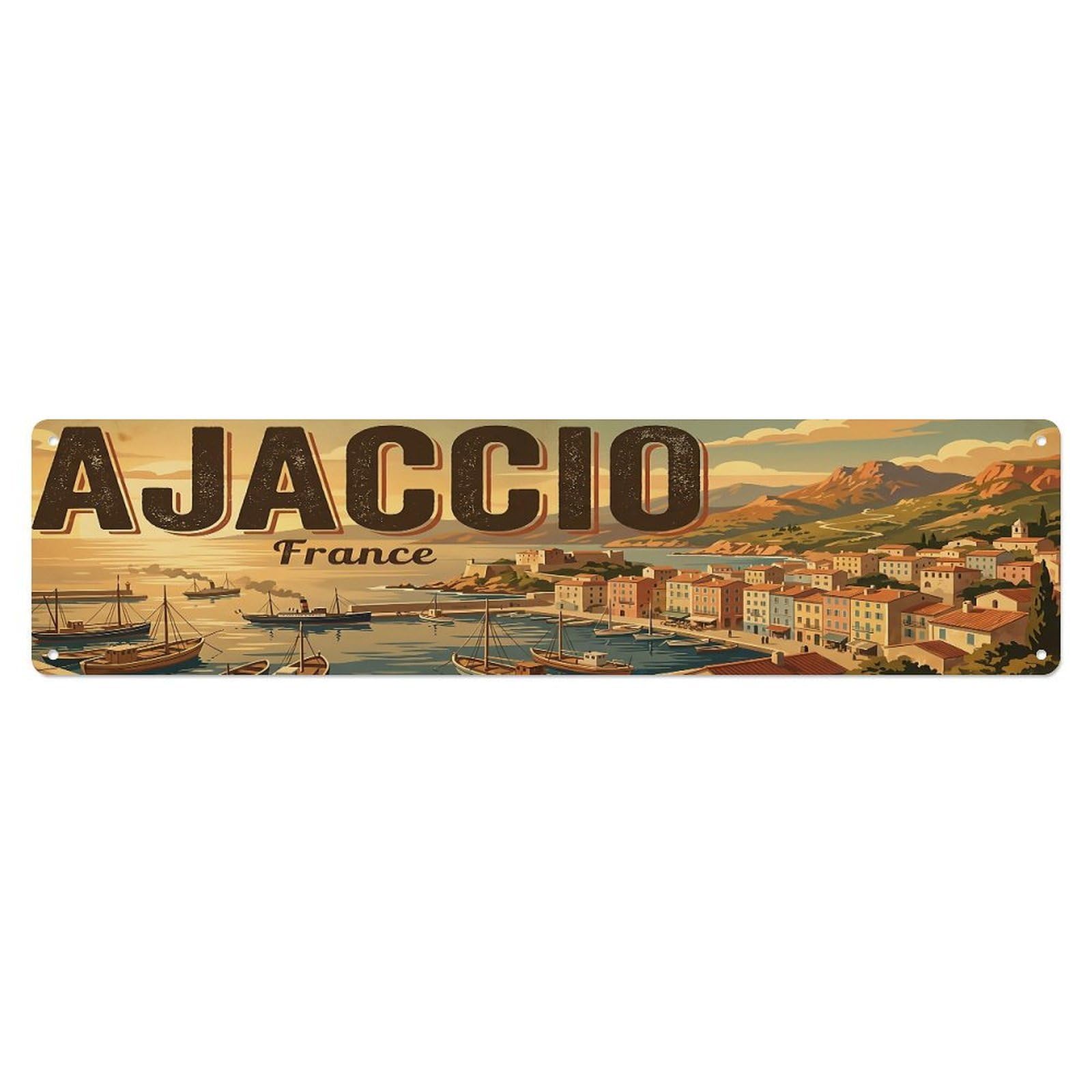 Retro Travel France Ajaccio Metal Tin Sign
