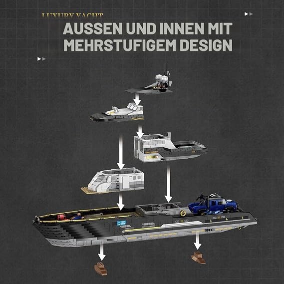 Mocsage MOC-185307 1/30 Scale Luxury Super Yacht Building Blocks Set (4421PCS)