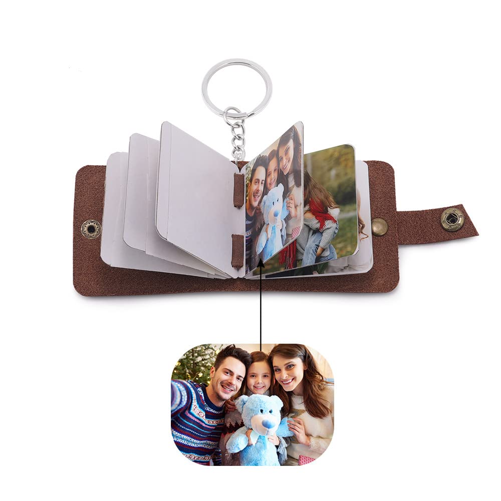 Luxladis Custom Keychain with Picture,Mini Scrapbook Photos Album Keychain with 5/10 Pictures,Personalized Photo Gifts for Couples (Style 2)