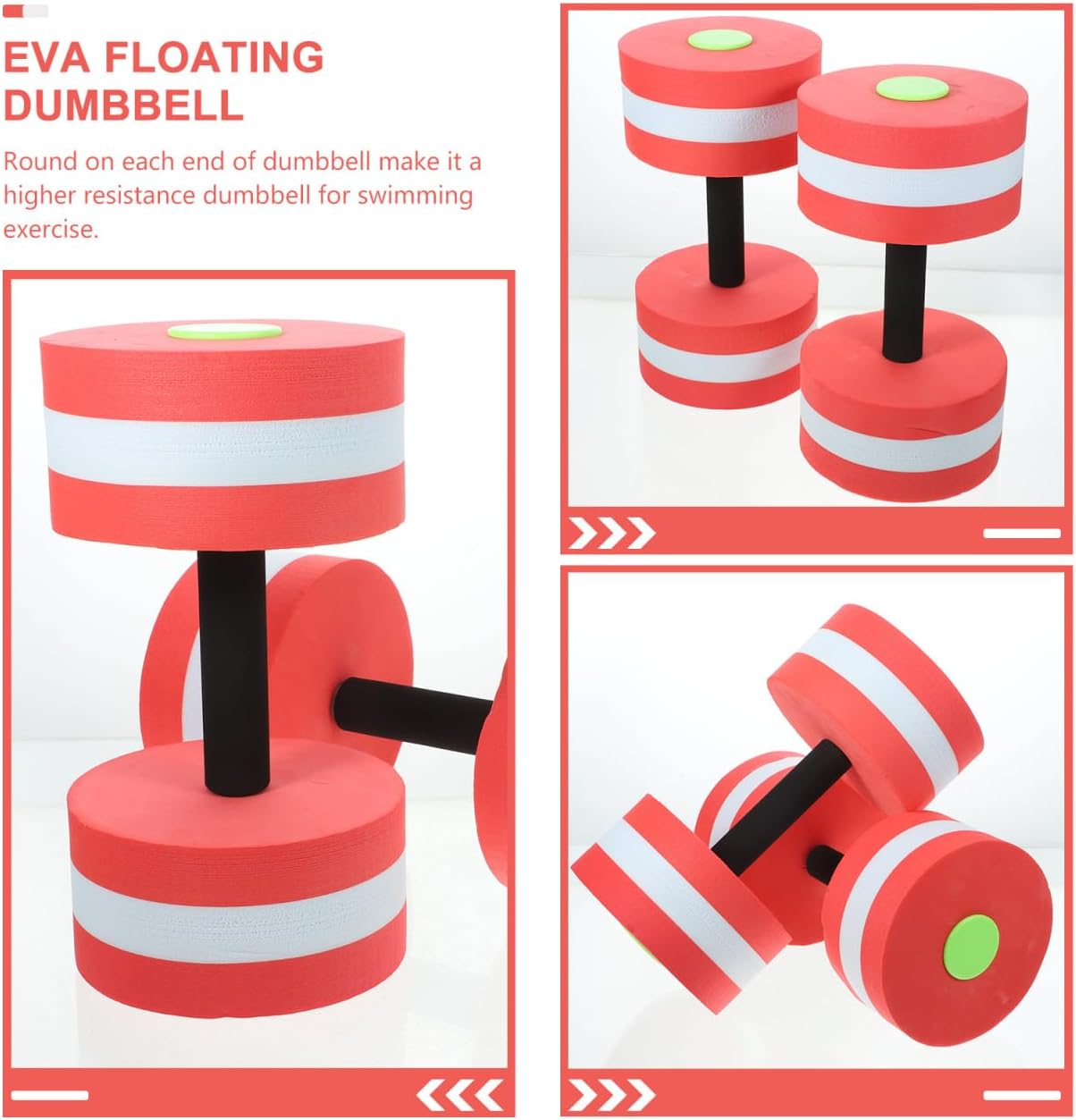 Water Exercise Aquatic Exercise Dumbbells 2pcs High- Density EVA- Foam Dumbbell Set Water Barbells Hand Bar Aerobics (Rose Red) Pool