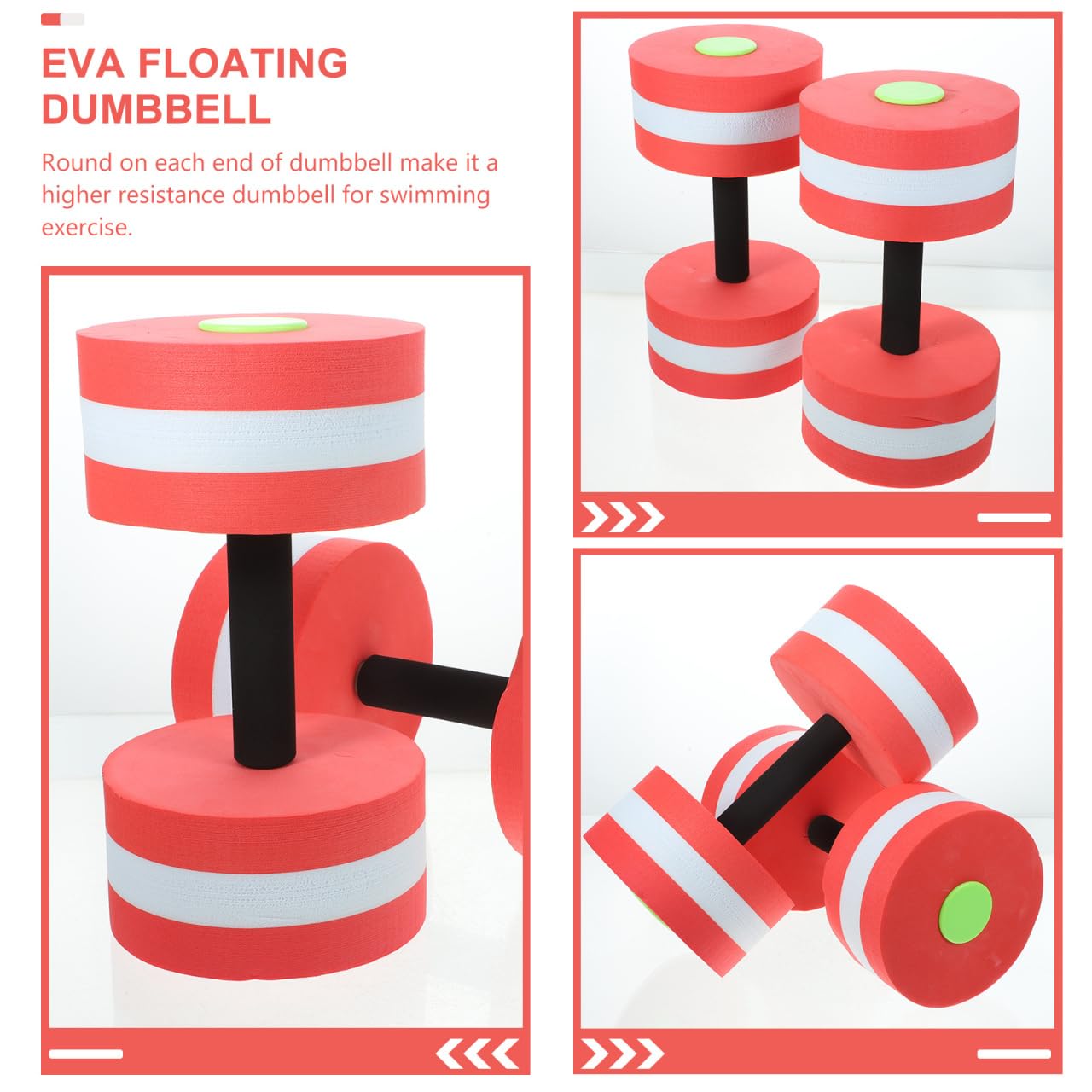 SEWACC Lot de 2 haltères en mousse EVA haute densité pour exercices aquatiques et aquatiques (rose rouge)