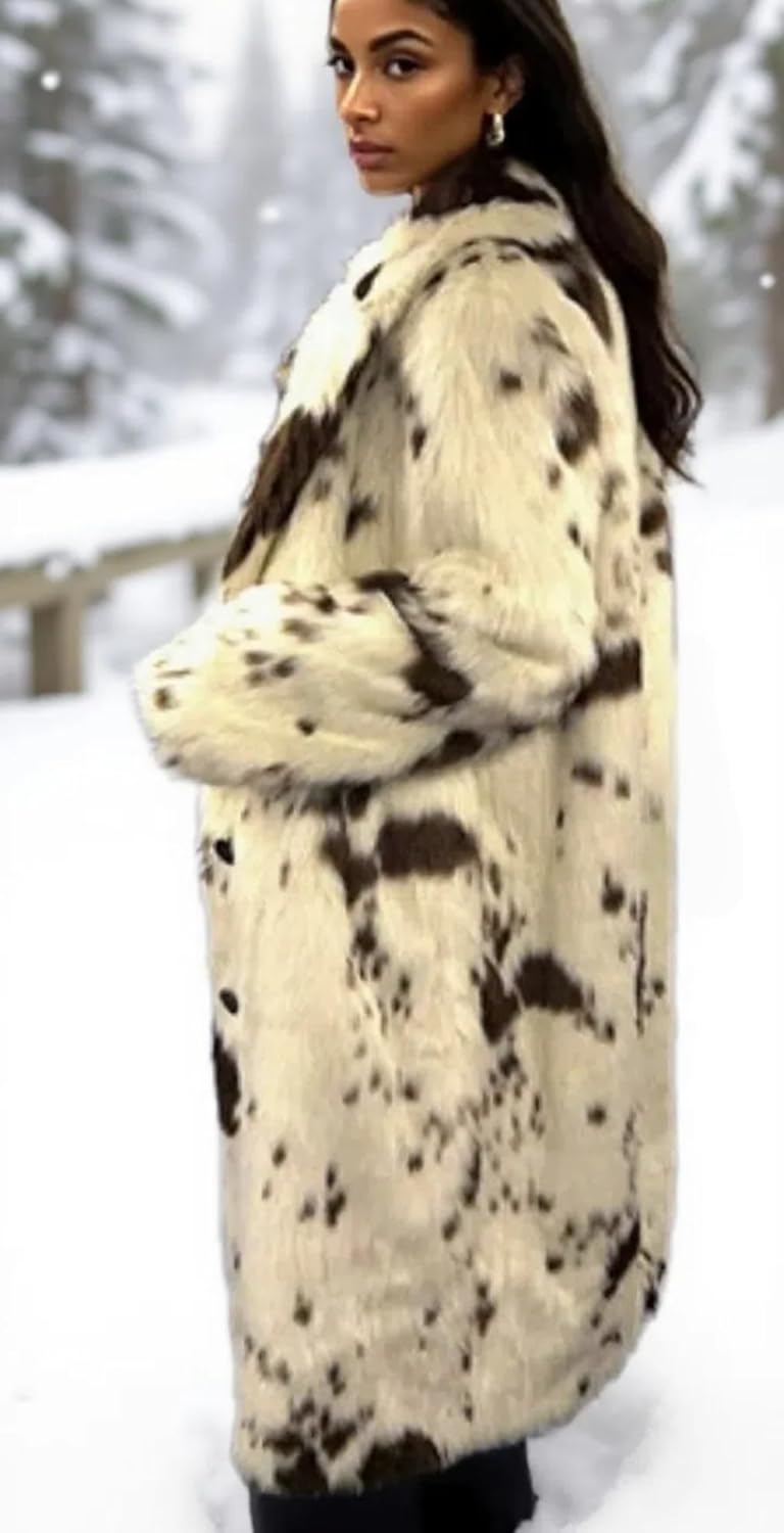 Women's Fluffy Faux Fur Maxi Overcoat Parka Cardigan,Shaggy Mid Jackets Outwear Coats