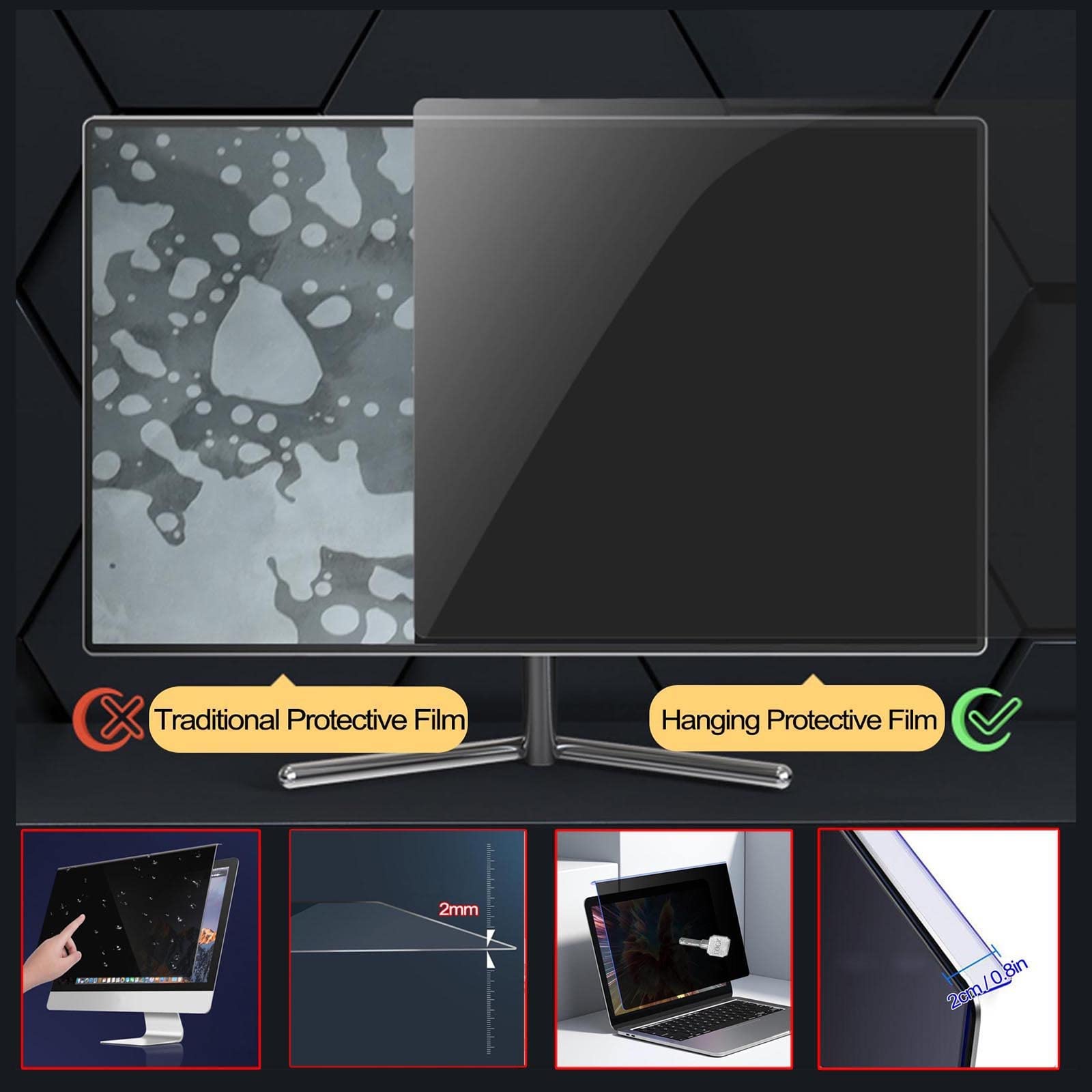 LIGUOYI Colgando 12.5-27 In Filtro De Privacidad Premium, Filtro De Pantalla Antis Luz Azul, Antis-Reflejos, Antis UV Protector De Pantalla para Pantalla Ordenador, Computadora Portátil