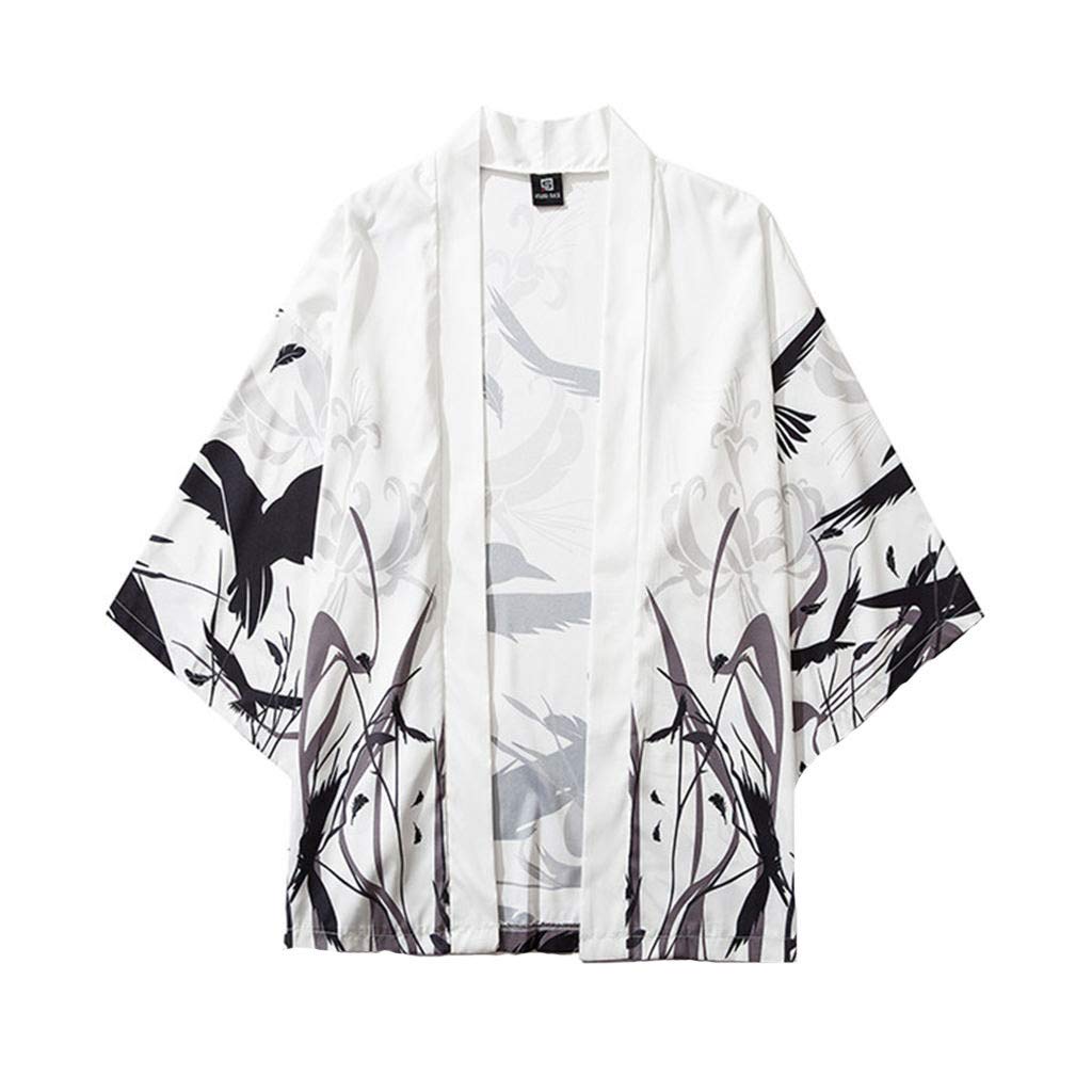 Caxndycing Kimono Blusa Hombre Japón Samurai Yukata Ninja Anime Uchiha Sasuke Camiseta Corta Kimono Ropa de Dormir Verano Tops Estampado Ropa Japonesa Pijama para Mujer Hombre
