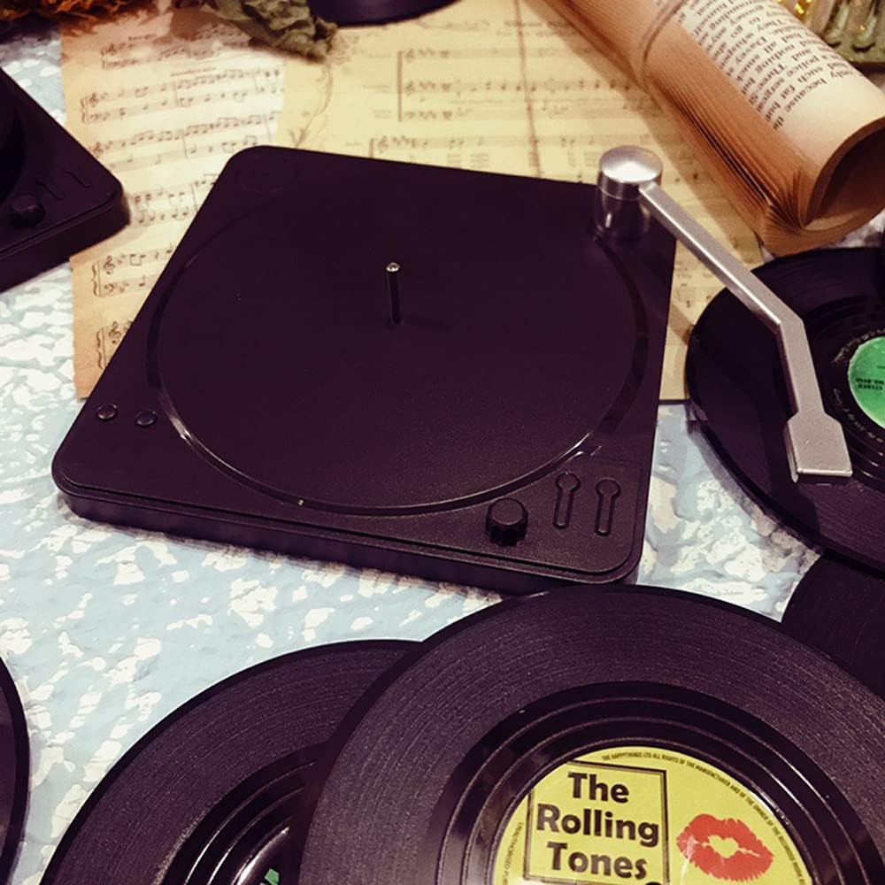 Kaxich Retro CD Record Coasters with Holder