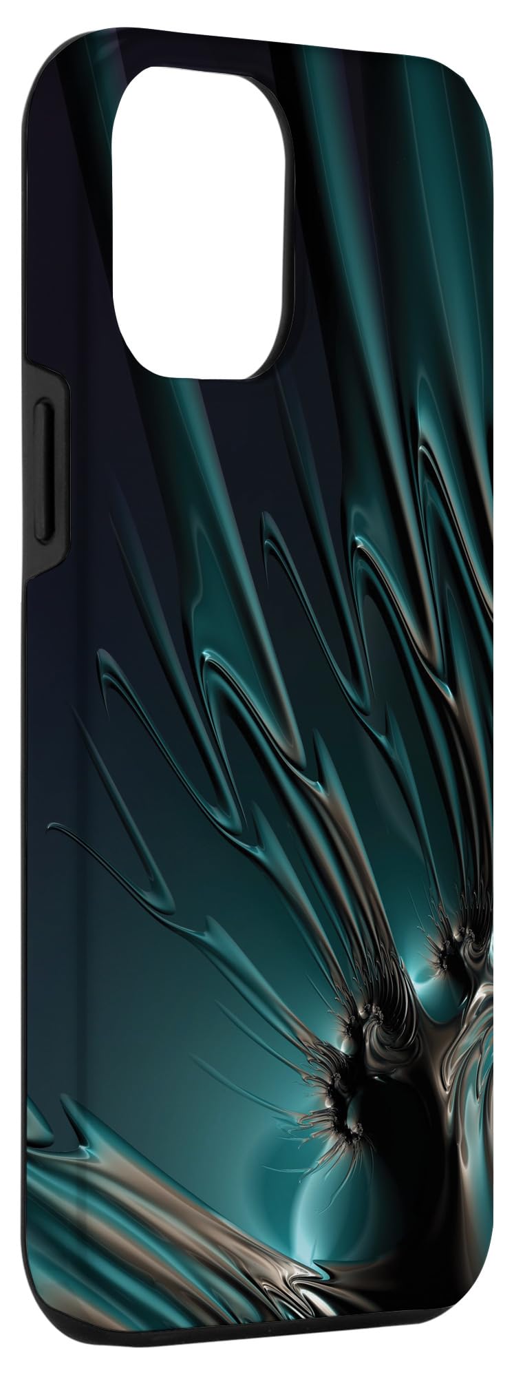 iPhone 14 Plus Dark Teal Green & Black Abstract Mandelbrot Set Fractal Case - Image 3