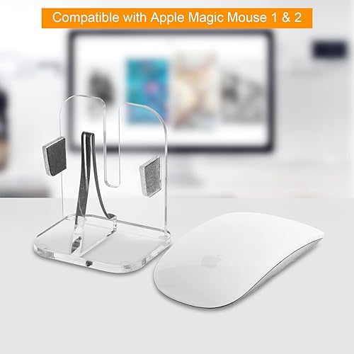 Miniatura 2 de Base de soporte de acrílico vertical para cargar Apple Magic Mouse 1 y 2 - Soporte de almacenamiento para mouse mágico (cable de carga no incluido)