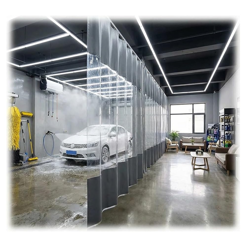 Bâche Transparente Rideaux pour Station De Lavage, Vinyle Industriel Panneau De Séparation avec Œillets pour Pergola Extérieure Menuiserie Garage(1.8X3 M)