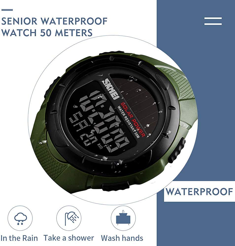 MASTOP Orologio sportivo digitale da uomo, militare, con retroilluminazione a LED, sveglia, cronometro, impermeabile fino a 50 m, orologio militare da uomo