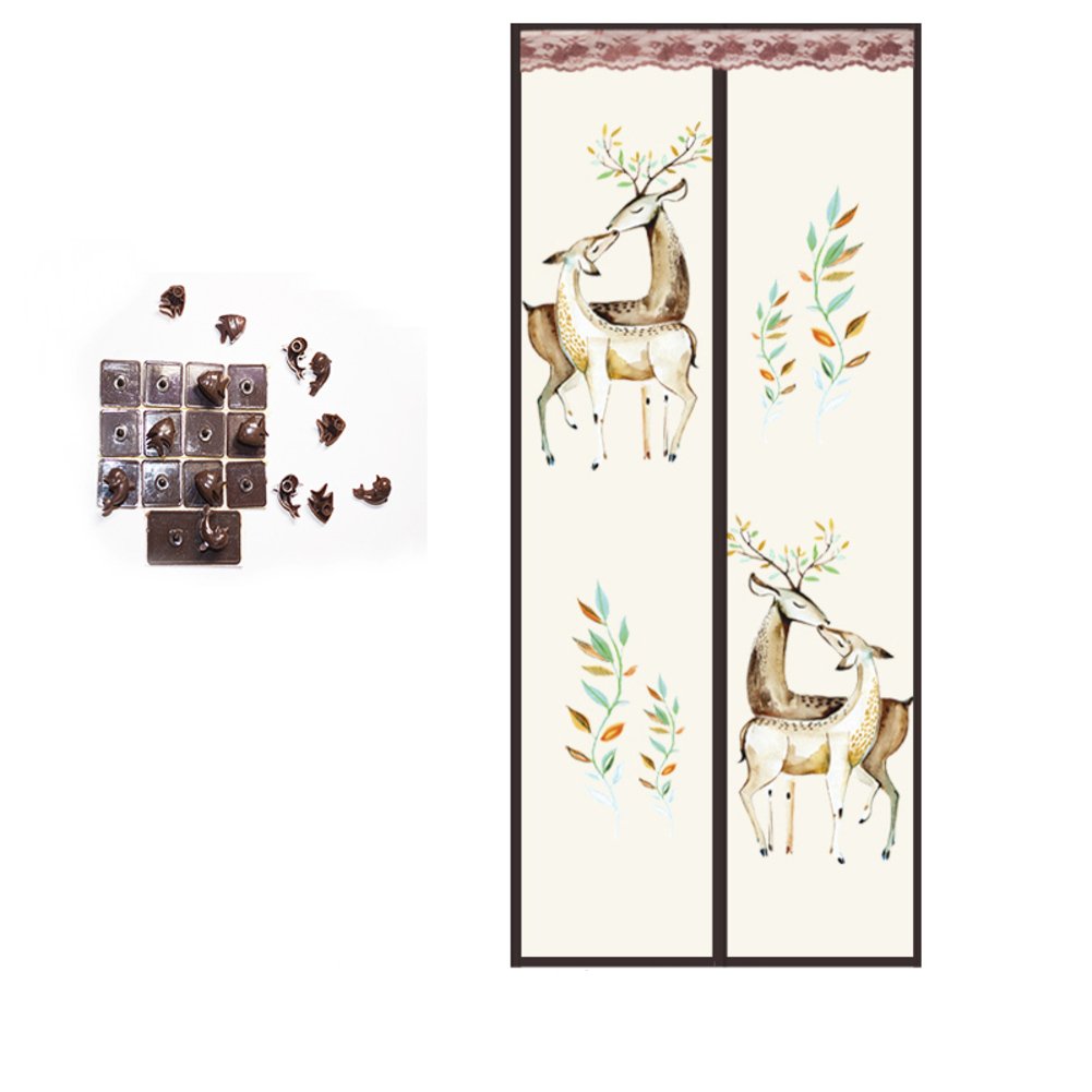 Summer full frame velcro anti-mosquito magnetic screen door, Heavy duty mesh screen bedroom punch-free home snap shut automatically screen door mesh-I 90x200cm(35x79inch)