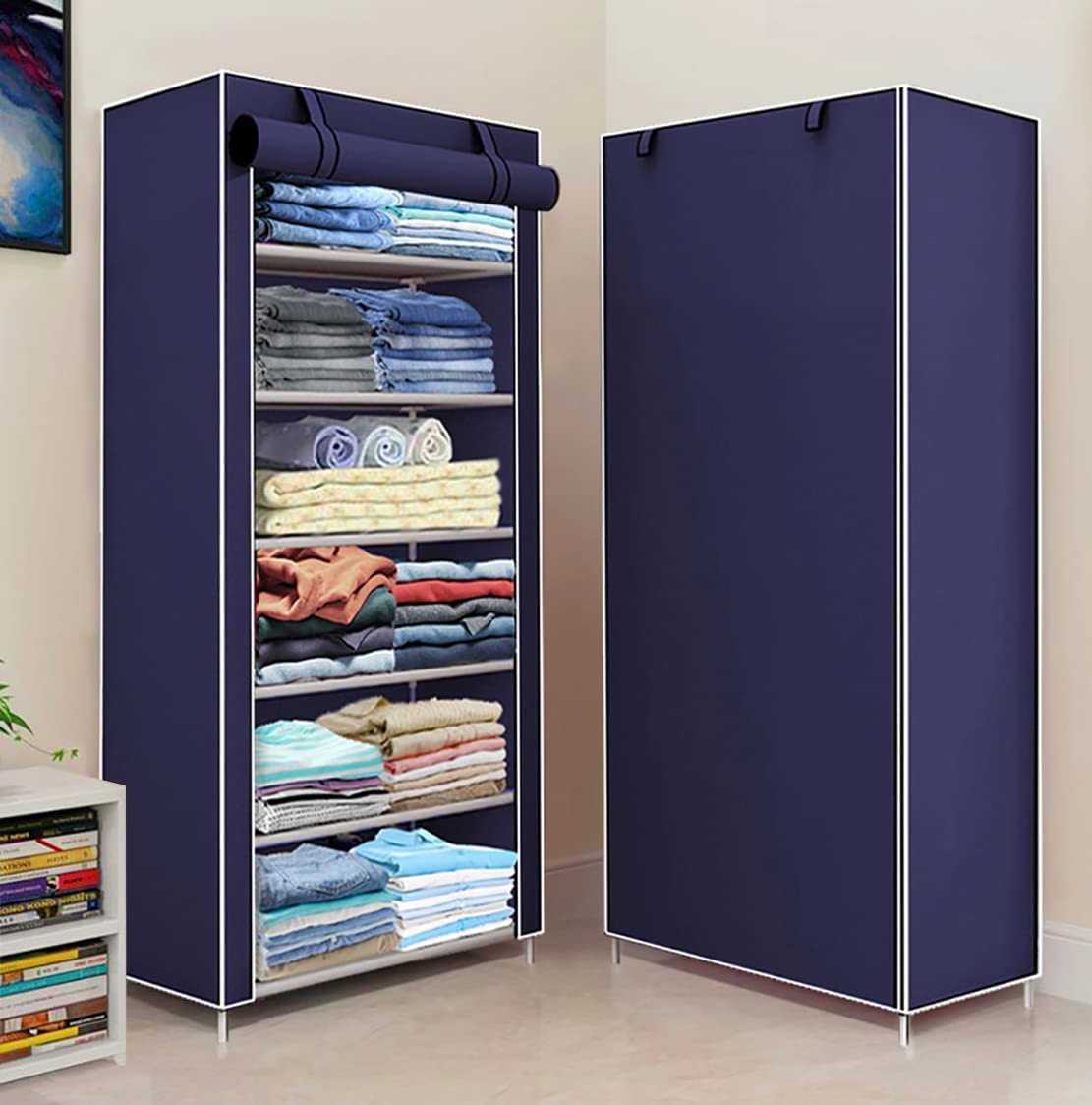 YouCopia Baby Foldable Wardrobe for Clothes Storage, Kids Almirah for Clothes, Baby Cupboard for Clothes Storage Collapsible Wardrobe for Kids Clothes/Toys/Books for Children Bedroom (Blue, 6-Layer) (B0DJ98FCD6) Amazon Price History, Amazon Price Tracker
