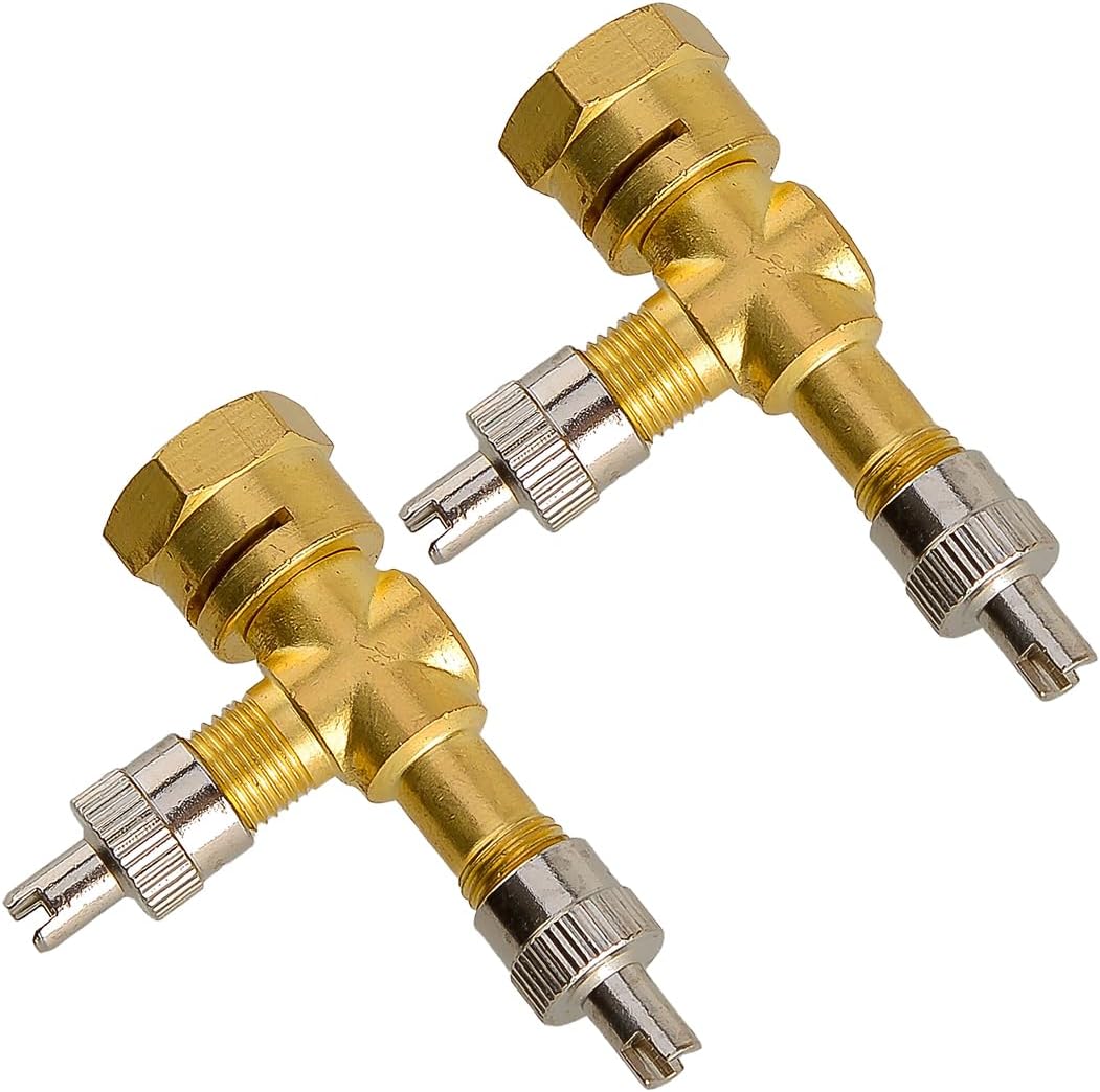 3-Way Valve Stem Port TPMS Tee Adapter Tire Pressure Gauge Connector for Motorcycle Car 2Pcs