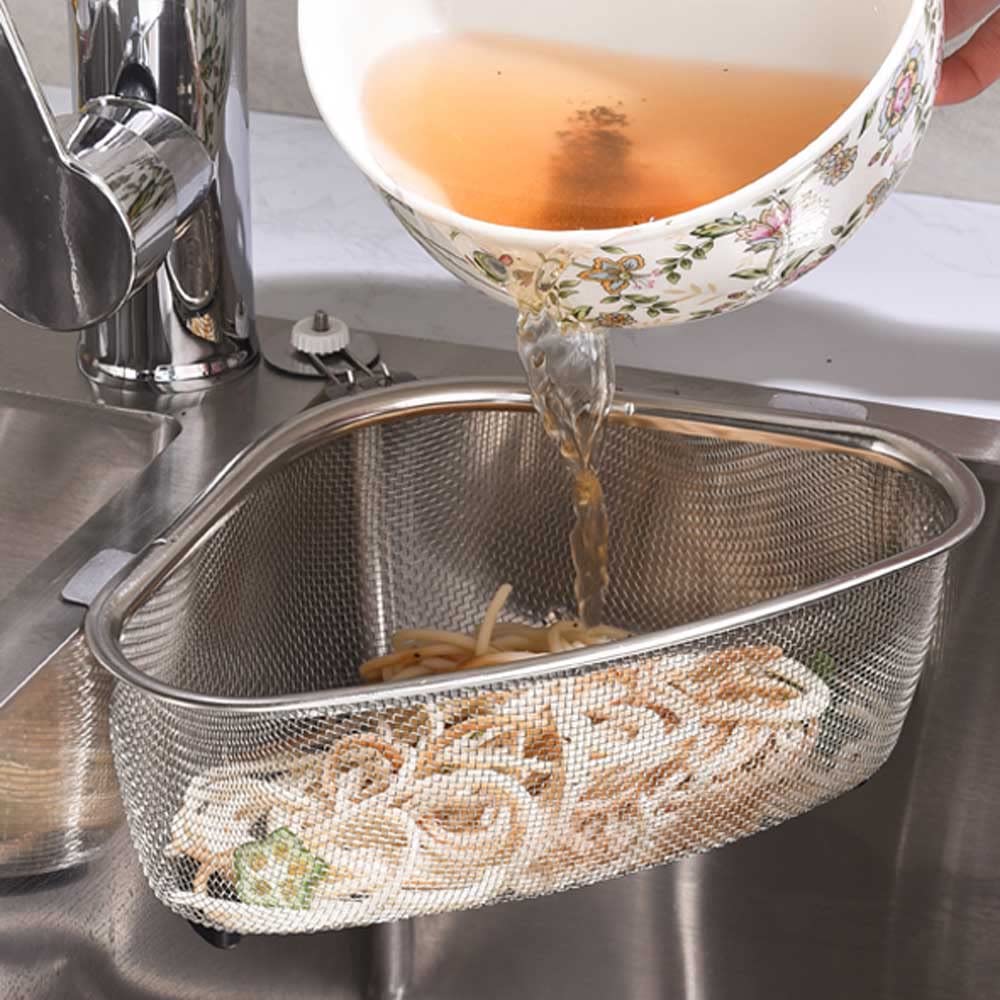 Cesta filtrante para fregadero, Escurridor de filtro colgante, cesta drenaje triangular acero inoxidable for fregadero cocina, colador alimentos