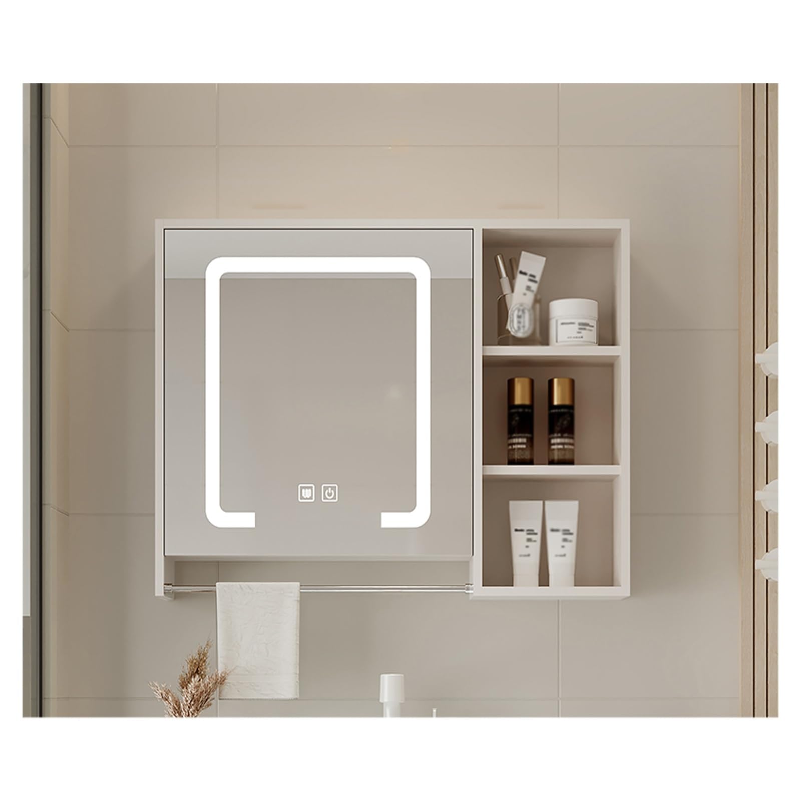 FLYIODFCXV bathroom mirror cabinet, Large Storage Capacity, High-Definition Mirror, Suitable for Multiple Scenarios(White,80 * 70cm/34.5 * 27.5in)