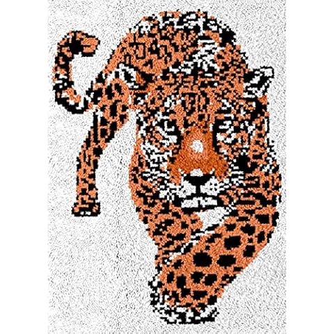 WMDSYGD Crochet Yarn Kits Adults Crafts Carpet Embroidery Sets With Print Pattern Leopard Latch Hook Rug Kits Knotted Carpet Kit Handcraft Adult Craft Kits (Size : 61X87 CM) Cover