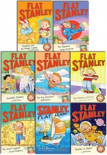 The Flat Stanley Adventure Series 8 Books Collection Set (The Big Mountain Adventure, The Japanese Ninja Surprise, The Great Egyptian Grave Robbery, Flat Stanley, Stanley Flat Again, Stanley and the Magic Lamp, Stanley in Space, Invisible Stanley)