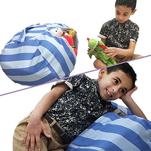 Sokos Bean Bag Chair, Premium Cotton Canvas Toy Organizer for Kids Bedroom, Storage for Your Boys and Girls Stuffed Animals and Blankets (38