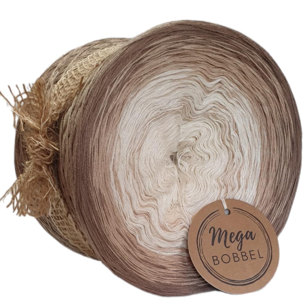 MegaBobbel*Wüstenstaub*A254* (Außenfarbe: Schlamm) Farbverlaufsgarn - Lace Garn Bobbel Wolle zum Häkeln & Stricken - 50% Baumwolle/50% Polyacryl (4 fädig, 3750m)