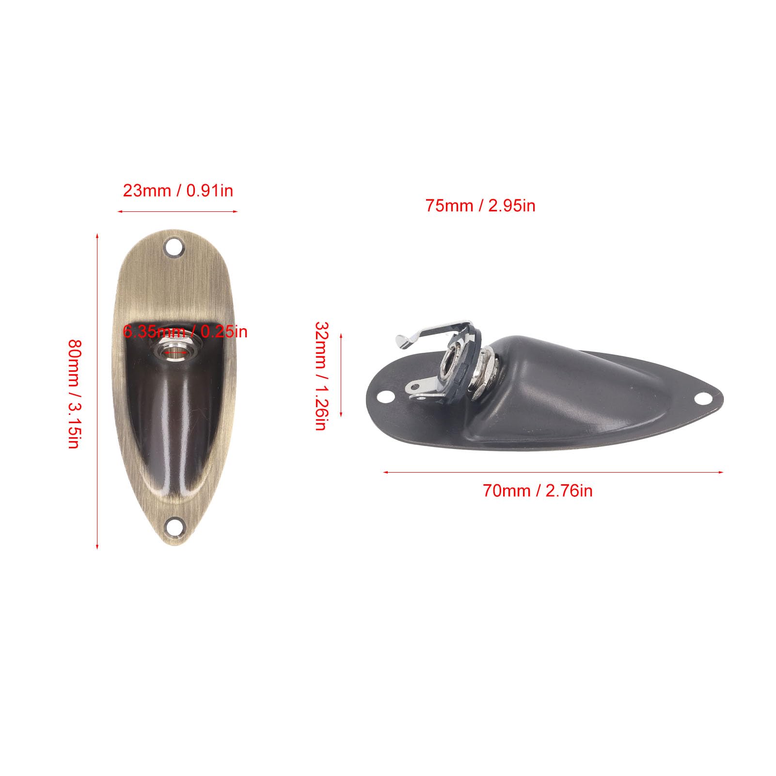 Musiclily Basic Piastra Presa Jack Caricata Per Charra A Forma Di Barca Da 1/4 Di Pollice 6,35 Mm Per Charra Elettrica Stile ST - Foto 8