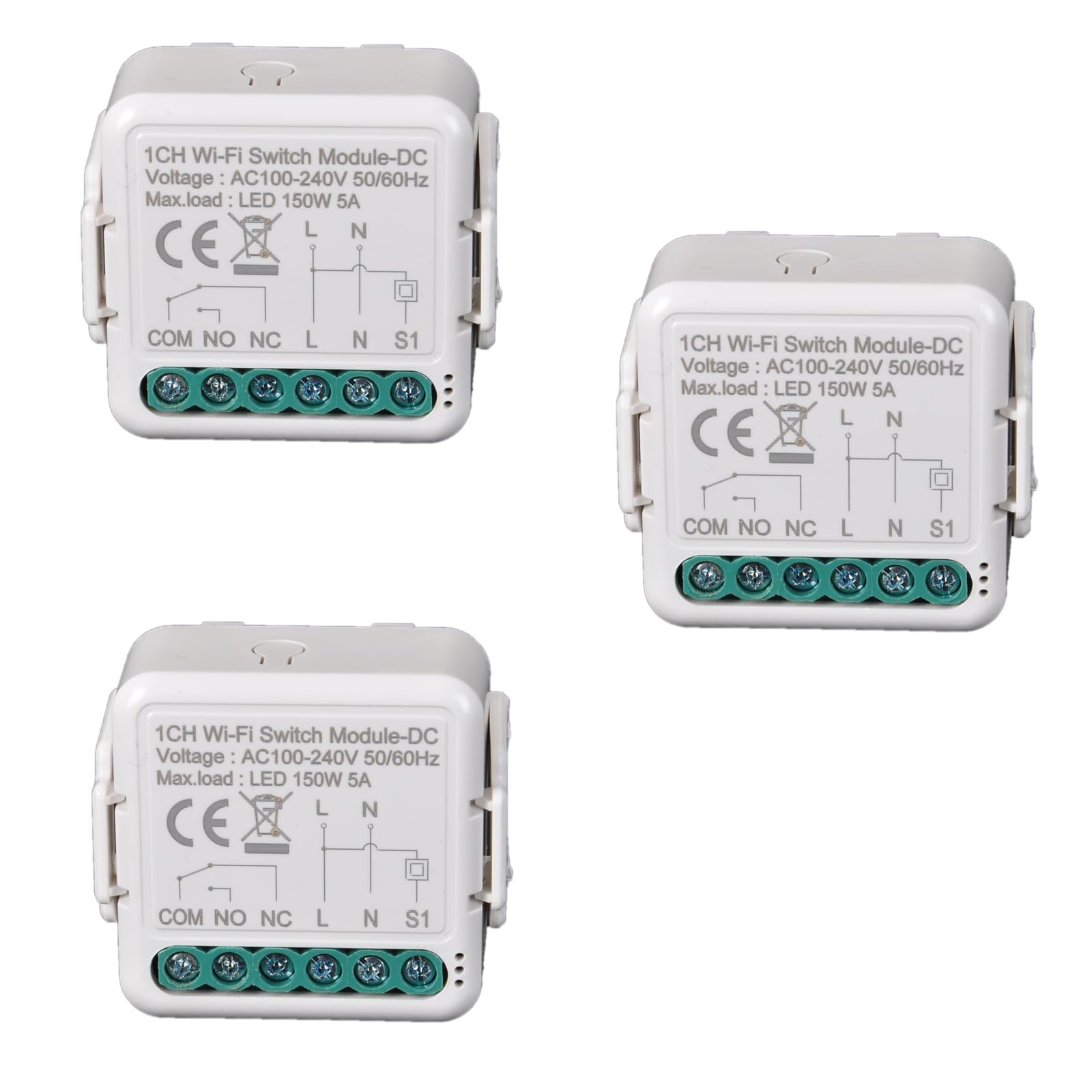 Yueyang Interruttore Intelligente WiFi Relè Wireless 1 Canale DC 12/24V AC 100-240V, Modalità Jog/Blocco, APP Tuya/SmartLife Telecomando, Contatto a Secco, Funziona con Alexa Google