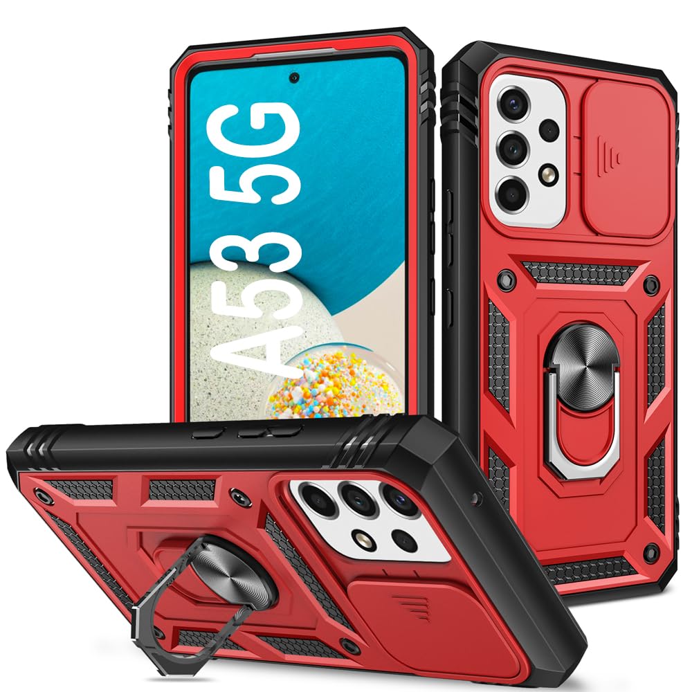 Coque Galaxy A53 5G PASNEW béquille rigide rouge et cache objectif - 8