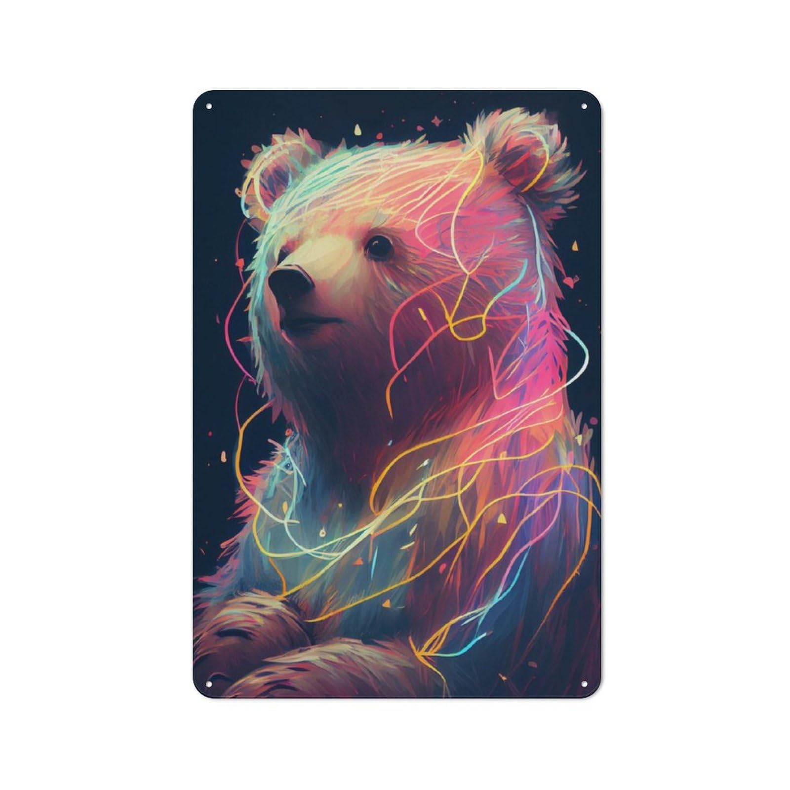 Junmoney Bear Cute 30X20cm Retro Metal Sign With For Café Or Restaurant, For Collectors Decorating Cafés And Restaurants
