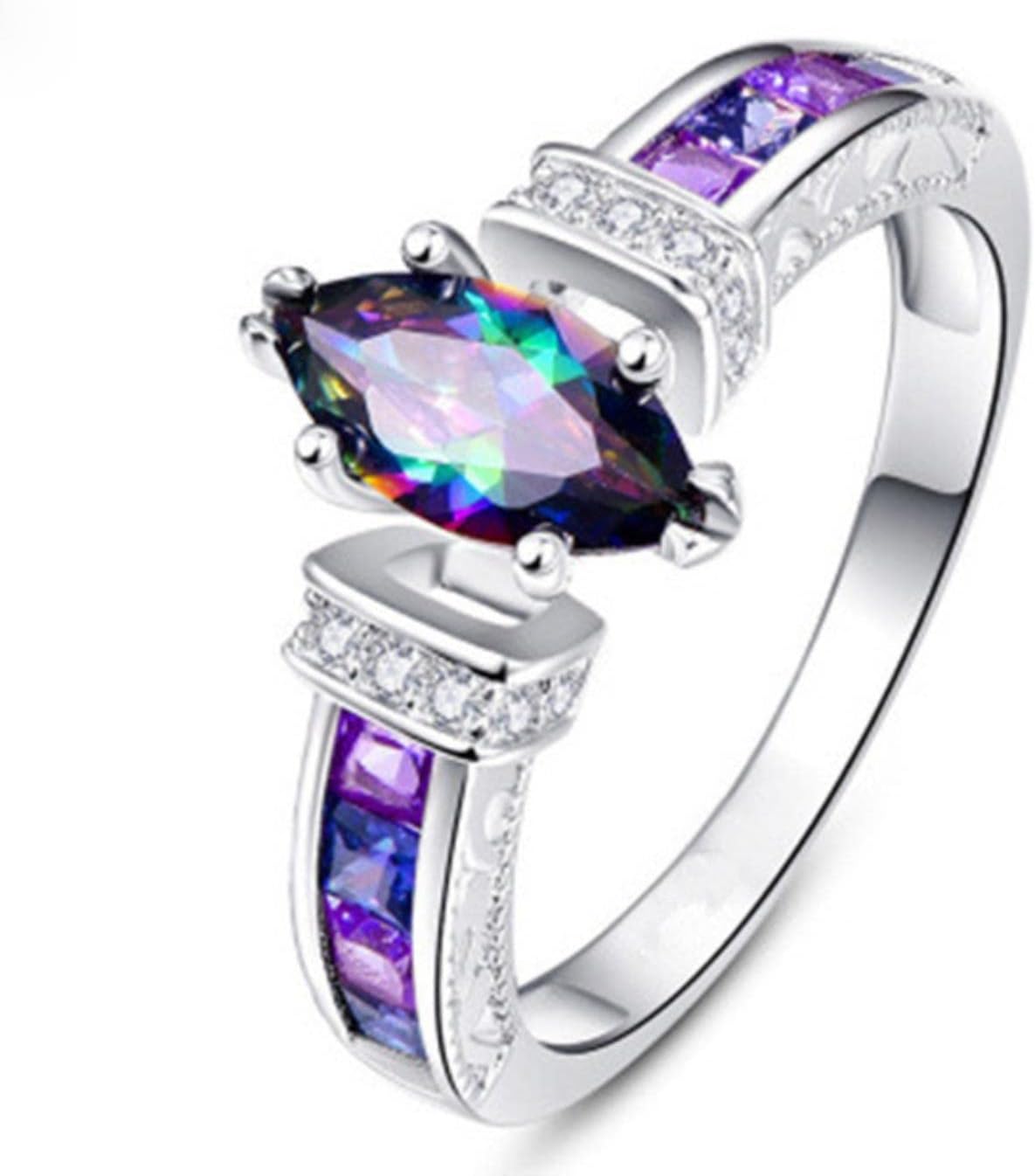 Womens Ring Creative Colorful Oval Zircon Ring Popular Fashion Female Gift Luxury Jewelry for Women