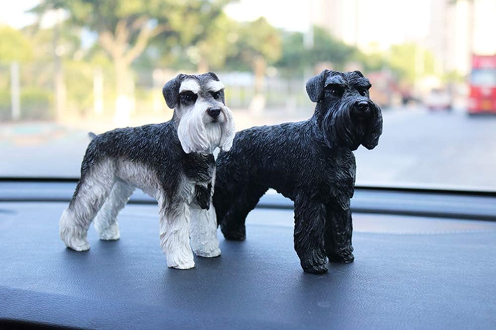 Schnauzer Sculpture Dog Statue, Simulation Animal Dog Model Home Gardening Car Decoration Crafts Collection 6.325.3In,Black
